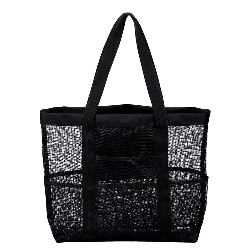 PALAY Large Capacity Beach Bag Multi Pocket Polyester Mesh Bag Tote for Travel, Fitness Bag, Swimming Storage Bag for Clothes Fashion Transparent Mesh Bag for Women, Black PALAY Large Capacity Beach Bag Multi Pocket Polyester Mesh Bag Tote for Travel, Fitness Bag, Swimming Storage Bag for Clothes Fashion Transparent Mesh Bag for Women, Black